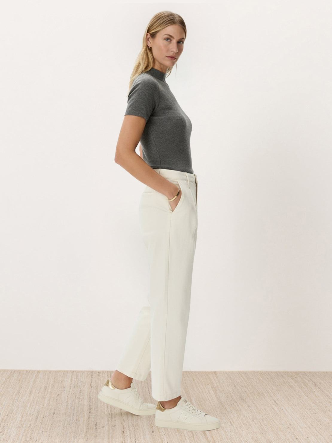 Slim-fit short-sleeve 100% Merino Wool mock neck tee with breathable, moisture-wicking fabric
